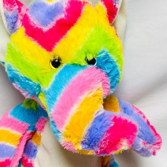 Elephant Soft Cuddly Plush Toy in Rainbow Colors by World Plush - Picture 2 of 8